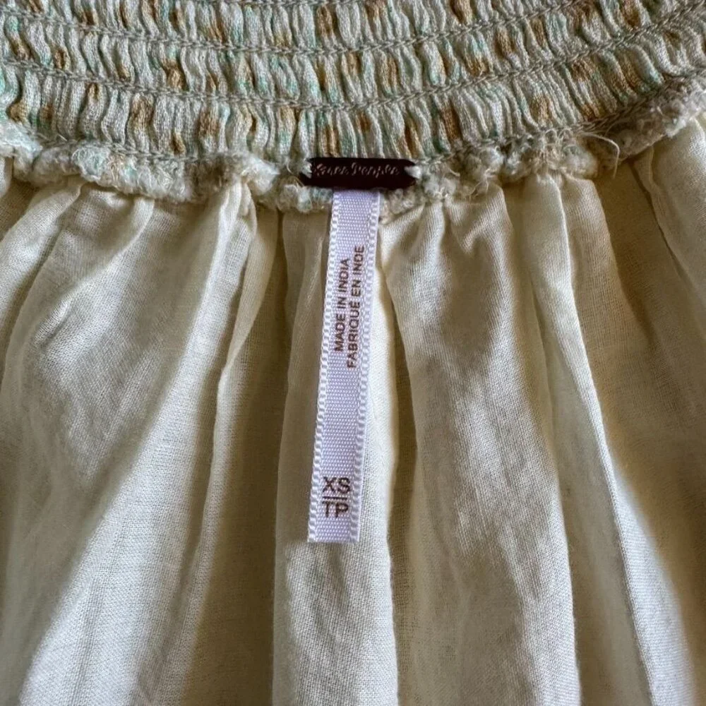 Free People jillian Cream Butter Yellow Ditzy Floral Eyelet Mini Skirt X-Small - Picture 9 of 9